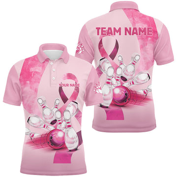 Men's Pink Ribbons Bowling Shirt - Breast Cancer Awareness N8124