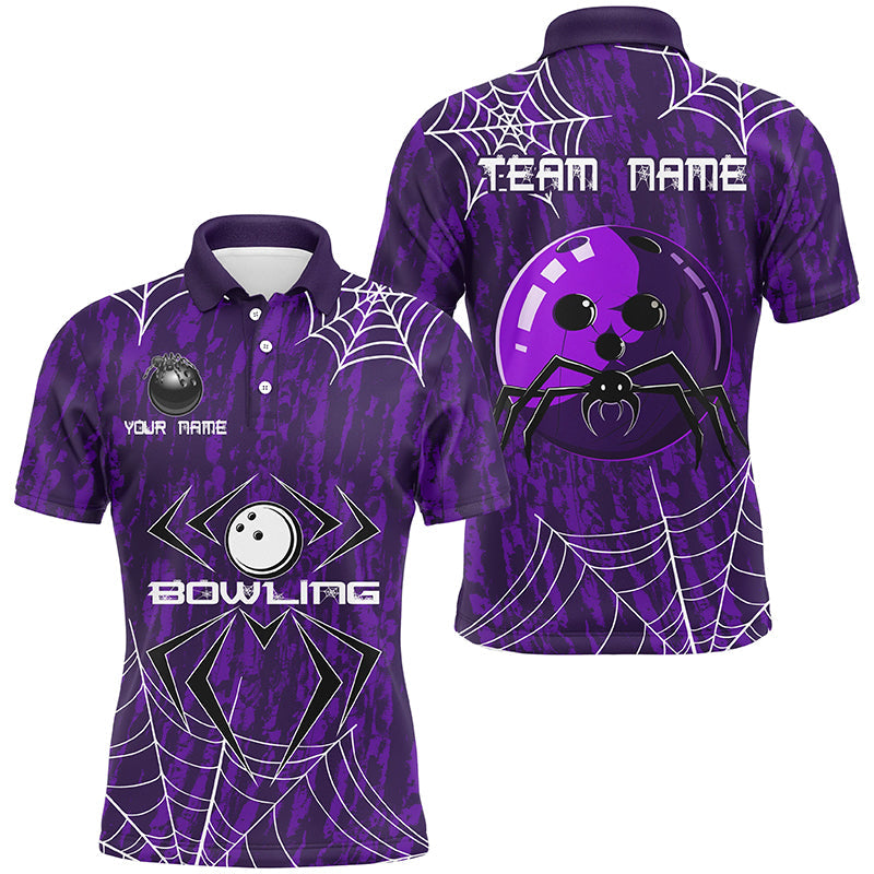 Men's Purple Camo Bowling Polo, 1/4 Zip Halloween Jersey N8343