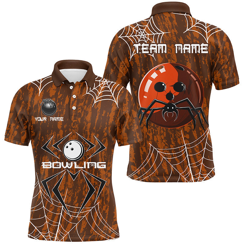 Orange Camo Bowling Polo, Men's 1/4 Zip Halloween Jersey N8344