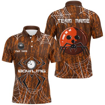 Orange Camo Bowling Polo, Men's 1/4 Zip Halloween Jersey N8344