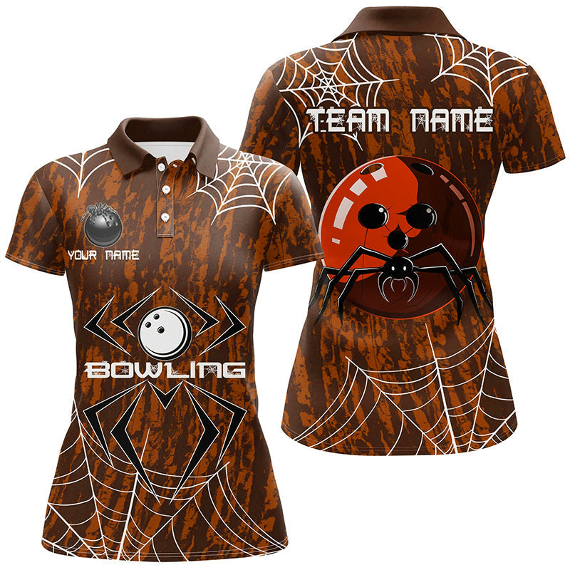 Orange Camo Bowling Polo, Women's 1/4 Zip Halloween Jersey N8344