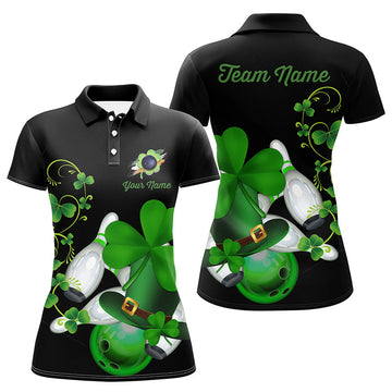 Women's Green Shamrock Bowling Polo Shirt - Custom St. Patrick's Day N7195