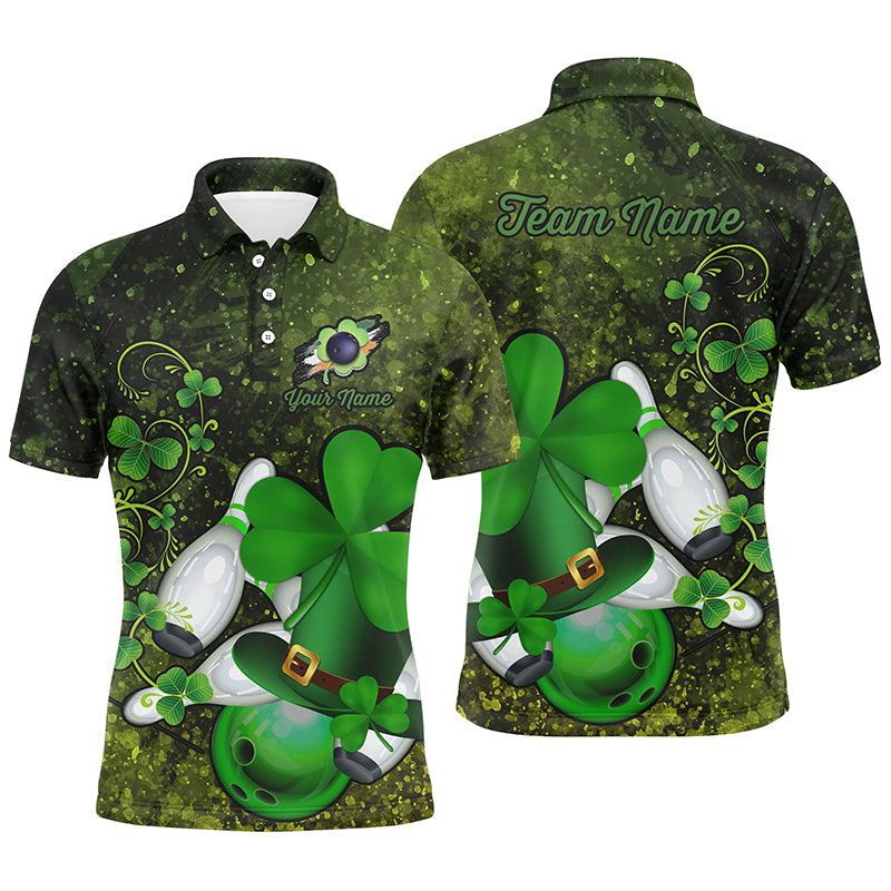 Green Shamrock Men's Bowling Polo Shirt - Custom St. Patrick's Day N7196