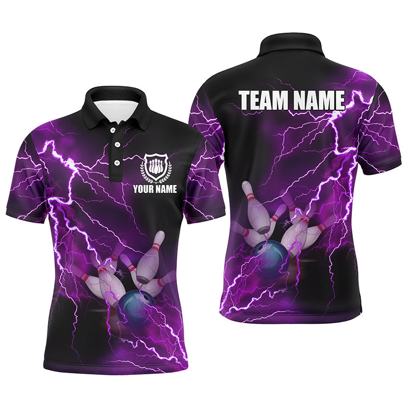 Men's Purple Lightning Bowling Team Polo Shirt N6220