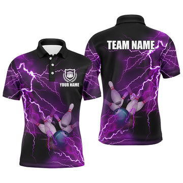 Men's Purple Lightning Bowling Team Polo Shirt N6220