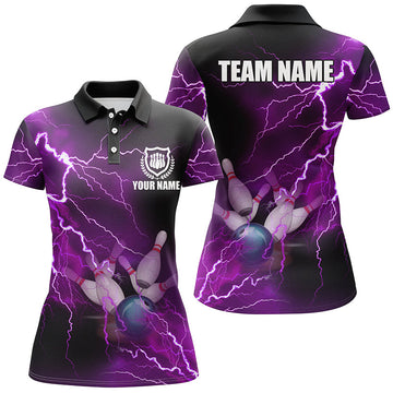 Women's Purple Lightning Bowling Polo Shirt N6220