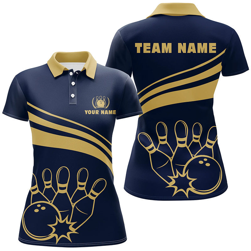 Custom Navy Polo Bowling Shirt for Women N6707