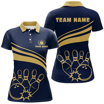 Custom Navy Polo Bowling Shirt for Women N6707