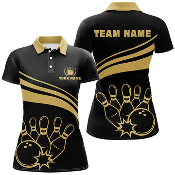 Custom Black Polo Bowling Shirt for Women N6708