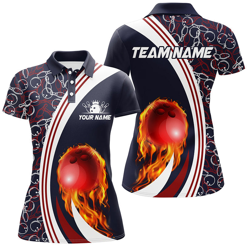 Women's Navy Camo Flame Bowling Polo Shirt N6716