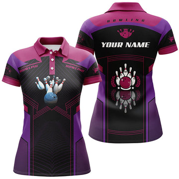 Personalised Purple Short Sleeve Polo Bowling Shirt for Women N4623