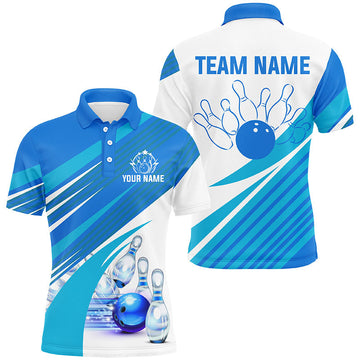 Blue & White Men's Bowling Team Shirts N7547