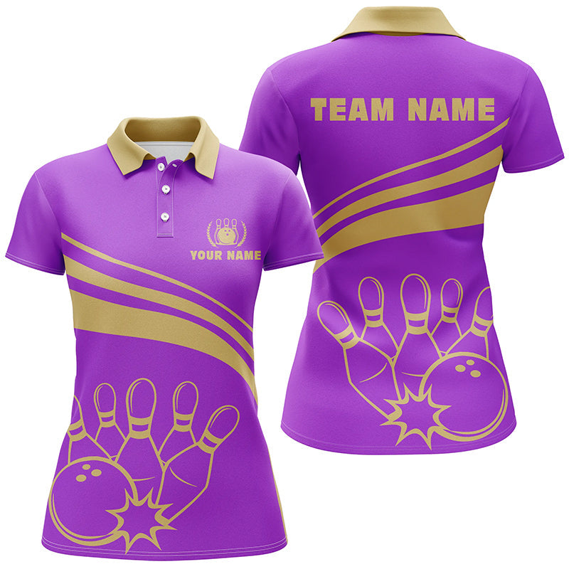 Custom Purple Polo Bowling Shirt for Women N5354