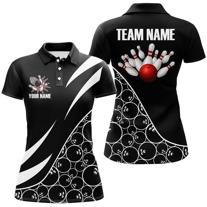 Women's Black & White Camo Bowling League Jerseys N7558