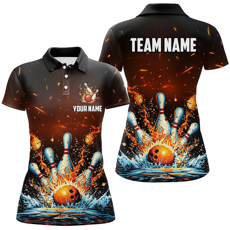 Women's Custom Flame Bowling Team Polo Shirt N7709