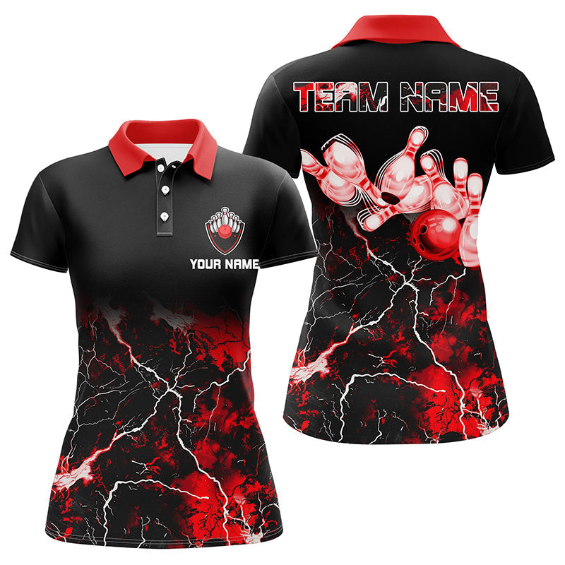 Women's Red Lightning Bowling Polo Shirt N7377