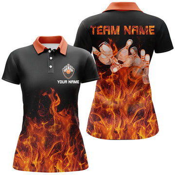 Black Women's Bowling Polo Shirt - Personalised Team Jersey N6036