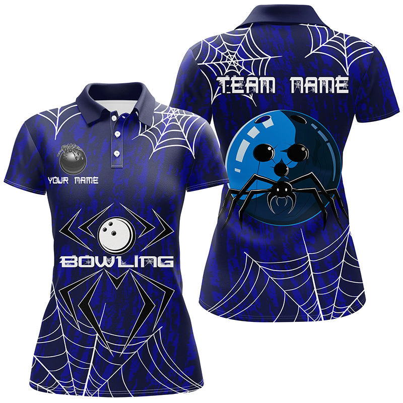 Blue Camo Bowling Polo, Women's 1/4 Zip Halloween Jersey N8158