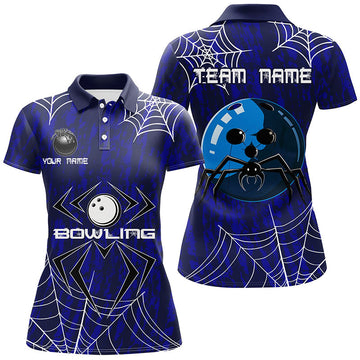 Blue Camo Bowling Polo, Women's 1/4 Zip Halloween Jersey N8158