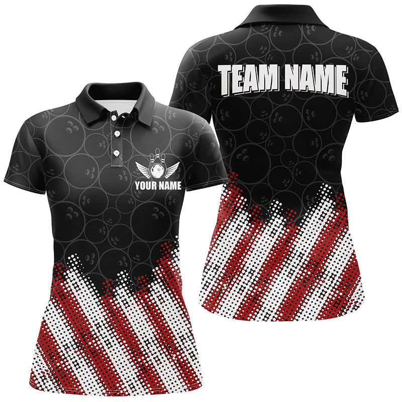 Red, White & Black Camo Bowling Polo, 1/4 Zip for Team League N8161