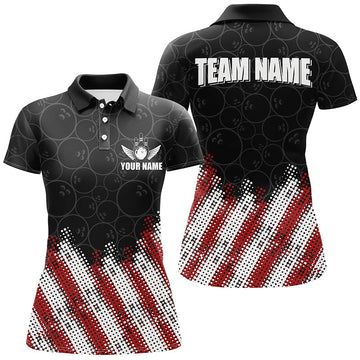 Red, White & Black Camo Bowling Polo, 1/4 Zip for Team League N8161