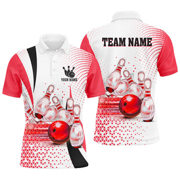 Men's Red Bowling Polo Shirt - Custom Design for Teams N7392