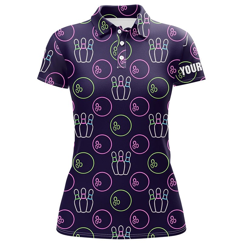 Custom Women's Purple Neon Bowling Polo Shirt N6762