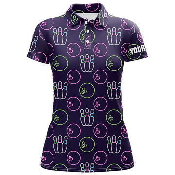 Custom Women's Purple Neon Bowling Polo Shirt N6762