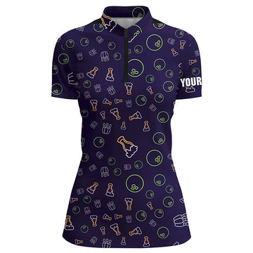 Custom Neon Bowling Pattern Women's Quarter Zip Shirt N6763