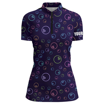 Custom Women's Purple Neon Bowling Quarter Zip Shirt N6764