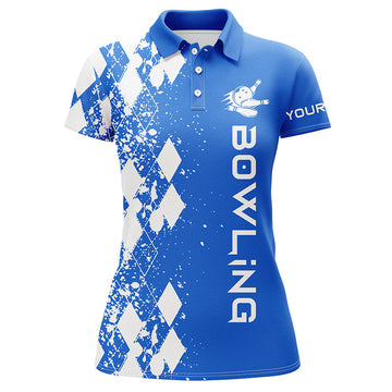 Women's Custom Blue Bowling Polo Shirt N5099
