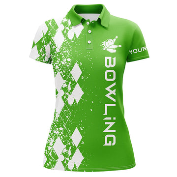 Women's Green Short Sleeve Bowling Polo Shirt - Custom Personalised Gift N5100