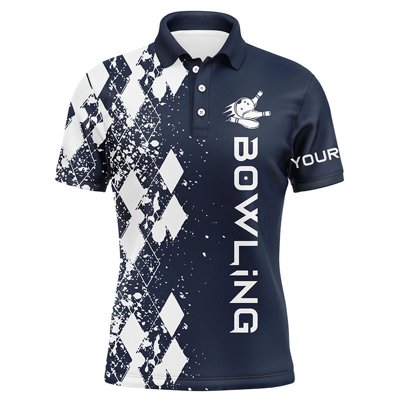Men's Navy Bowling Polo Shirt - Custom Personalised Gift N5102