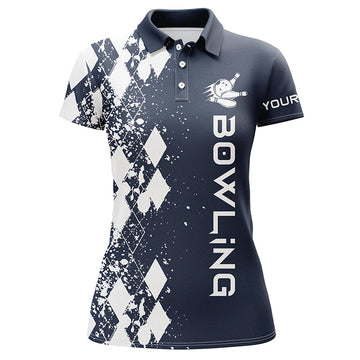 Women's Custom Navy Bowling Polo Shirt N5102