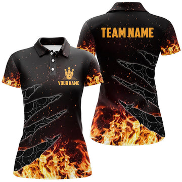 Women's Custom Flame Camo Bowling Polo Shirt N6954
