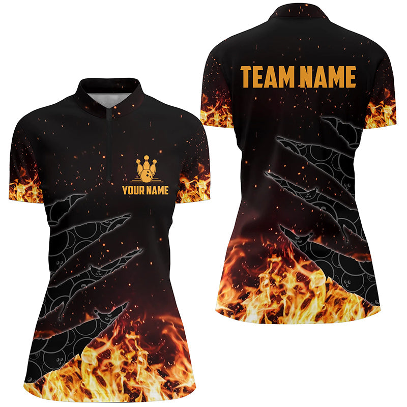 Women's Flame Camo Bowling Quarter Zip Jersey N6954