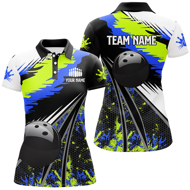 Women's Black Camo Bowling Polo, Quarter Zip N7741