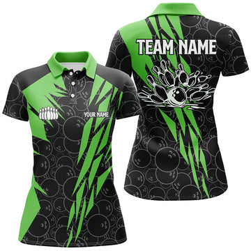 Black Camo Women's Bowling Polo Shirt - Custom Strike Team Jersey N6772