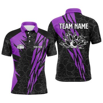 Black Camo Mens Bowling Polo Shirt - Custom Strike Team Jersey N6773