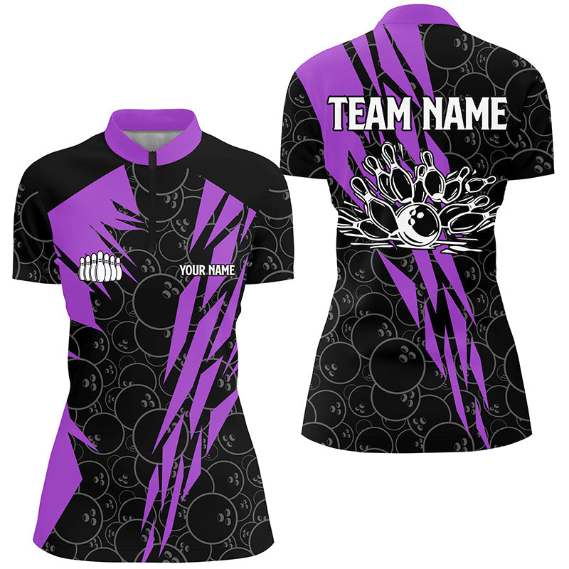 Women's Purple Camo Bowling Quarter Zip Shirt N6773