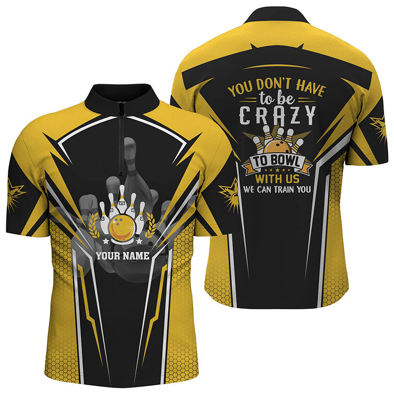 Bowling Team Yellow Quarter Zip Shirt - Custom 'Train to Bowl' N4646