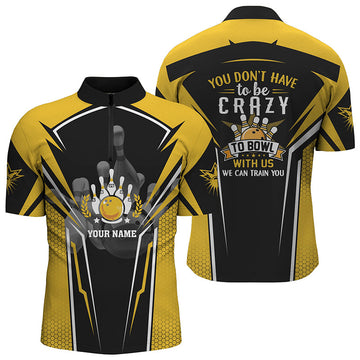 Bowling Team Yellow Quarter Zip Shirt - Custom 'Train to Bowl' N4646