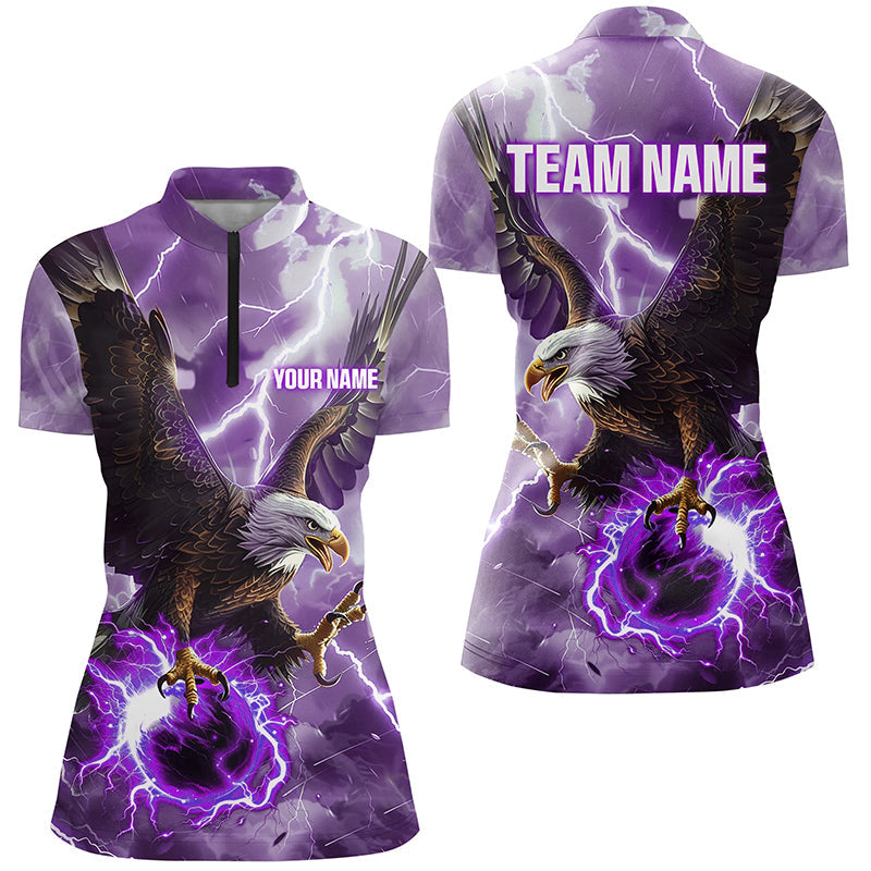 Women's Purple Lightning Bowling Polo Shirt N8179