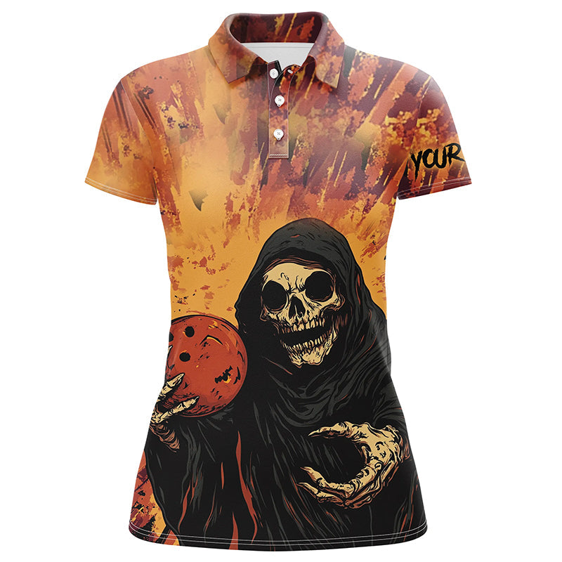 Women's Halloween Skull Bowling Polo Shirt N8183