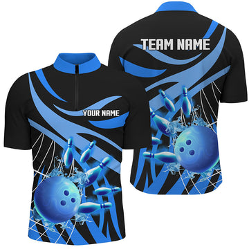 Blue Flame Bowling Men's Quarter Zip Jersey N7243