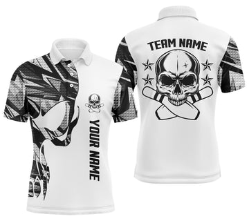 Men's White Camo Bowling Polo Shirt - Custom Name & Team Name N4699