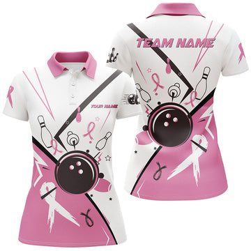 Women's Custom Pink Ribbon Bowling Polo Shirt N7245