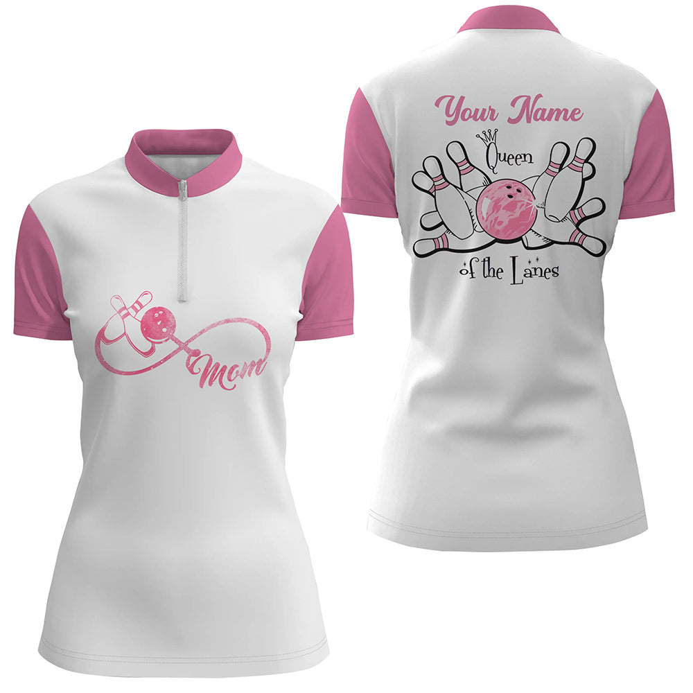 Women's Bowling Quarter Zip Shirt - Queen of the Lanes Gift N5184