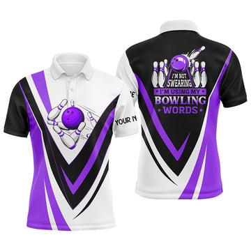 Men's Purple Bowling Polo Shirt - 'Not Swearing, Just Bowling' N7434