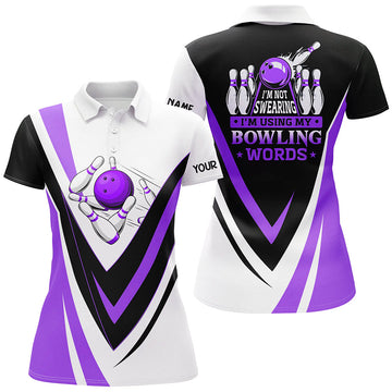 Women's Purple Bowling Polo Shirt - 'I'm Not Swearing, I'm Using My Bowling Words' N7434